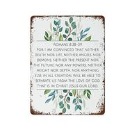 Art mural avec verset biblique Rien ne peut nous séparer de l'amour de Dieu Plaque rétro en étain Vintage Panneaux en métal Décoration murale vintage Décorations amusantes pour la maison Bar Ferme Bu