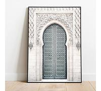 Art mural Boho porte marocaine Marrakech impression toile peinture bleu vert Beige photos affiches salon décor à la maison (50x70cm/19,7 "x27.6") pas de cadre