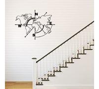Art Mural Carte du Monde en Métal, Boussole Accrochant Le Signe de Silhouette de Mur, Plaque Noire de Décor À la Maison, Décoration Murale de Bureau À Domicile Intérieur Extérieur ( Size : 23.6IN/60cm