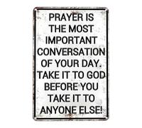 Art mural chrétien, panneau de prière vintage en métal, panneau en étain rétro inspirant avec finition en relief, plaques de citation religieuse, affiche décorative en métal basée sur la foi, pièce d'