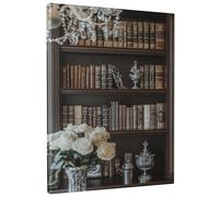 Art mural classique pour bibliothèque, décoration vintage marron, impressions esthétiques élégantes pour bureau, salon, étude, cadeaux littéraires 40,6 x 50,8 cm
