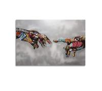 Art mural classique Street Art Banksy Graffiti main d'Adam Main de Dieu Pop Art imprimé abstrait vibrant moderne décoration murale peinture sur toile peinture murale peinture peinture murale peinture