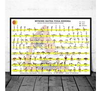 Art mural d’enseignement premium Posture de yoga Affiche d’exercices Graphique d’impression Tableau de procédé d’impression Peinture sur toile Image rétro pour la déco du salon 60x80cm SANS cadre