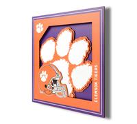 Art mural de la série 3D du logo NCAA Clemson Tigers de YouTheFan - 12x12