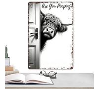 Art mural de salle de bain - Art amusant Vaća | Peinture murale WC | Panneau métallique vintage pour maison, bureau, hôtel | Illustration humoristique de Vaća, style ferme occidentale