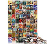 Art Mural de Voyage Vintage Puzzles de 1000 pièces pour Adultes et Enfants Planche recyclée de qualité supérieure comme Cadeaux pour Toute la Famille et 10,27 x 14,96 Pouces