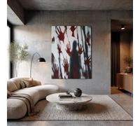Art Mural Des Empreintes Mains Sanglantes Terrifiantes Fantômes Tableau Decoration Murale | Affiche Peinture Halloween Horreur Noir Blanc, Impression Sur Toile Pour Salon Chambre, 60X80Cm Sans Cadre