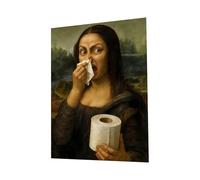 Art Mural Drôle Toile Salle de Bain,Toile 30 x 40 cm Affiche Humoristique - Tableaux drôles avec La Joconde,Pour Salle De Bain, Sanitaires, WC, , Dortoir, École, Hôtel, Appartement, Cabinet De Toilett