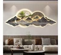 Art mural en acrylique 3D avec lumières LED, conception moderne de pin oriental pour le décor d'intérieur. Sculpture de porcelaine gravée UV gravée en cristaux porteurs d'éclairage chaud et bonne chan