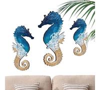 Art mural en bois hippocampe - 11,81x4,72x0,2 pouces, 3 pièces d'art mural Sea Life | Décor de ferme, décoration sur le thème de la plage, pour Patio, cour, clôture, piscine, salle de bain, salon, déc