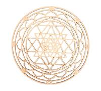 Art Mural en Bois Sri Yantra, 30CM Géométrie Sacrée du Métatron, Plaque Grille en Cristal, Sculptures Murales Bois, Décoration Murale Moderne pour Maison Chambre Salle séjour