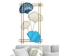 Art mural en forme de feuille, décoration murale Ginkgo Art mural 3D doré