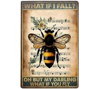 Art mural en forme de partition d'abeille What If I Fall Oh But My Darling, panneau en métal imprimé moderne, peintures vintage, décoration murale pour café, ferme, chambre à coucher, salle de bain, t