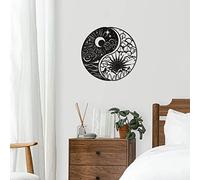 Art Mural En Métal 2 Pièces Yin Yang, Signes de Décoration Murale Suspendus Soleil Et Lune, Plaque Sacrée de la Silhouette du Mur Noir, Sculptures Murales Intérieures Extérieures ( Size : 11.8IN/30cm