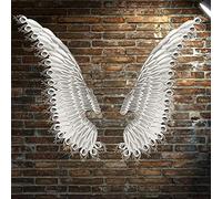 Art Mural en métal d'aile d'ange à LED, décoration Murale en Plumes de Paon en Fer forgé 3D, Sculptures d'ailes d'ange Lumineuses, pour Salon Chambre,Blanc,100cmx70cm