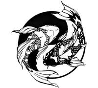 Art Mural en Métal De Poisson Koi, Décor Mural De Poisson Carpe, Silhouette De Métal Mural Yin Yang, pour La Sculpture Murale Suspendue De La Salle D’Art, 19.7IN/50CM