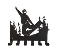 Art Mural en Métal, Décoration Murale en pour Ski Porte-Manteau Mural Crochets Porte-clés pour Sports De Neige Cadeau D'amateur De Ski Décoration Murale en Métal pour VTT