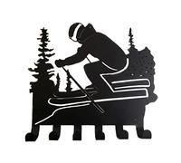 Art Mural en Métal, Décoration Murale en pour Ski Porte-Manteau Mural Crochets Porte-clés pour Sports De Neige Cadeau D'amateur De Ski Décoration Murale en Métal pour VTT