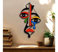 Art mural en métal inspiré de Picasso, sculpture de visage cubiste colorée avec un design géométrique audacieux, décoration abstraite moderne pour le salon TY-604