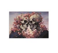 Art mural en toile squelette romantique pour chambre à coucher classique crâne fleurs vintage décoration murale affiche pour chambre esthétique