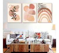 Art Mural,Ensemble de 3-Affiche et Impression D'Art Tropical Minimaliste Abstrait Géométrie Plantes Vertes Feuilles Décoration Murale Peinture pour Salon Bureau-40*50cm/16*20 pouce(sans cadre)