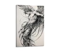 Art mural esquisse de figure ailée, impression dynamique, poster audacieux, image artistique sur toile, peinture murale artistique moderne à suspendre, 40 x 60 cm