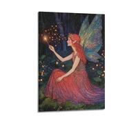 Art mural Fée avec étincelle - Impression artistique - Poster fantaisie - Impression sur toile unique - Peinture décorative sur toile - Affiches murales et image d'art moderne pour chambre à coucher