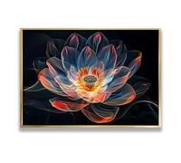 art mural floral abstrait sur toile moderne rêveur translucide floraison lotus peinture grandes œuvres d’art impressions pour salon chambre à coucher Décor intérieure 80x120cm avec cadre doré