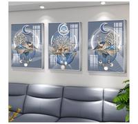 Art mural géométrique abstrait encadré moderne triple cristal porcelaine murale pour salon, chambre à coucher, bureau décoration