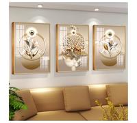 Art mural géométrique abstrait encadré moderne triple cristal porcelaine murale pour salon, chambre à coucher, bureau décoration