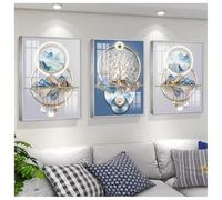 Art mural géométrique abstrait encadré moderne triple cristal porcelaine murale pour salon, chambre à coucher, bureau décoration
