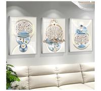 Art mural géométrique abstrait encadré moderne triple cristal porcelaine murale pour salon, chambre à coucher, bureau décoration