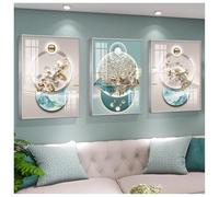 Art mural géométrique abstrait encadré moderne triple cristal porcelaine murale pour salon, chambre à coucher, bureau décoration