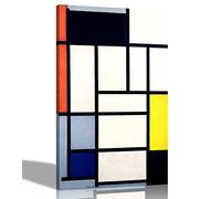 Art mural géométrique coloré,Composition rouge noir jaune bleu gris par Piet Mondrian Affiches toilées illustrées, Impressions modernes,Déco œuvre d'art minimaliste pour bureau domicile,Non encadrée