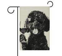 Art mural Labradoodle noir et vin, drapeau imprimé noir et blanc pour jardin, design décoratif moderne populaire 30 x 45 cm
