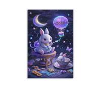 Art Mural Lapin oreilles pendantes Impression Sur Toile Ciel étoilé fantastique Photos D'œuvres D'art Moderne Reproduction De Peintures À L'huile Deco Maison Cuisine Bureau Bar 16x24inch(40x60cm)