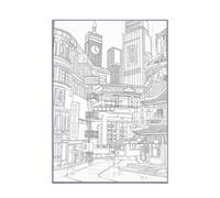 Art mural LED - 3 modes - Light Up City Night Scène - Décoration murale moderne pour chambre à coucher, salon, bureau - Idéal pour la chaleur de la maison, Noël, le Nouvel An, la naissance