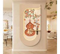 Art mural LED 3D avec vase en verre intégré et faux kaki, décoration murale éclairée Feng Shui en forme de gourde porte-bonheur, image verticale à texture de grès for entrée, salon(E,15.7x31.5in)