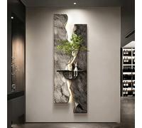 Art mural LED 3D, vase hydroponique en grès avec verre, grande décoration murale pour salon et entrée, design élégant 60 x 180 cm
