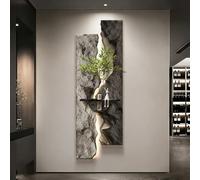 Art mural LED 3D, vase hydroponique en grès avec verre, grande décoration murale pour salon et entrée, design élégant 60 x 180 cm