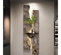 Art mural LED 3D, vase hydroponique en grès avec verre, grande décoration murale pour salon et entrée, design élégant 60 x 180 cm