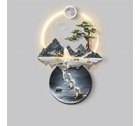 Art Mural LED, 3D Wall Art, 3D Relief LED Peinture Décorative, Feng Shui Wall Art, Tableaux Suspendus Lampe Décorative, Peinture LED pour Salon, Entrée, Couloir (Noir, 80*120cm)