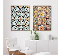 Art mural marocain toile peinture mosaïque orientale arabe affiches et impressions décoration photos pour salon décor sans cadre-40x50cmx2
