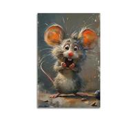 Art mural mignon surpris de souris, peinture imprimée de rongeurs fantaisie, adorable affiche, charmante image sur toile, décoration murale artistique moderne à suspendre, 20 x 30 cm