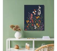 Art Mural Minimaliste, Tableau Décoration Murale Illustration De Fleurs Sauvages, Affiches Murale Gris foncé pour Chambre Salon Salle de Bain 40x50cm Sans Cadre