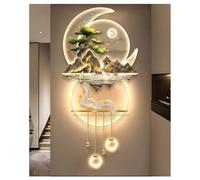 Art mural moderne 3D avec éclairage LED, sculpture faite à la main pour décoration de la maison dans un style de paysage chinois traditionnel