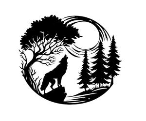 Art mural moderne de loup, silhouette d'animal, panneau mural en métal, art mural unique de loup hurlant, silhouette murale artistique créative pour lieu de travail et jardin