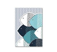 Art mural moderne de style dessin animé abstrait poisson peinture sur toile poster et impressions nordiques pour décoration de salon (50 x 70 cm) sans cadre