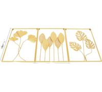 Art mural, motifs de feuilles uniques, construction en fer durable, or, 60x40 cm