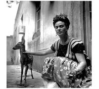 Art mural noir et blanc impression sur toile femme Frida Kahlo autoportrait et animaux faon peintures photo affiche oeuvre pour maison salle de bain chambre décor vintage sans cadre,70×70cm;